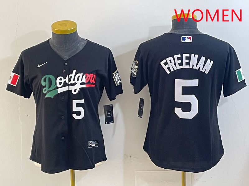 Women Los Angeles Dodgers #5 Freeman Black Game 2025 Nike MLB Jersey style 4035